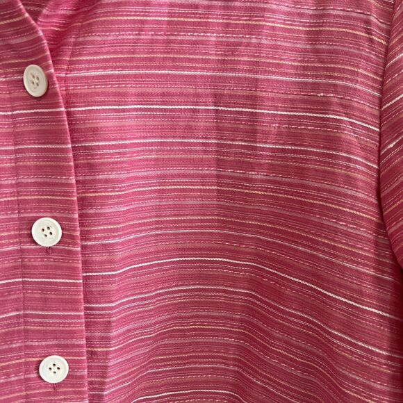 David Brooks Linen-cotton Blend PinkTops Womens Size L Long Sleeve Button Shirt - Picture 3 of 6